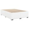 vidaXL Pat box spring cu saltea, alb, 140x200 cm, piele ecologică
