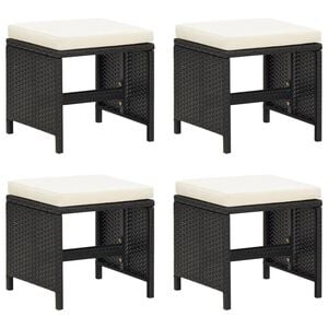 vidaXL Taburete de grădină cu perne, 4 buc., negru, poliratan