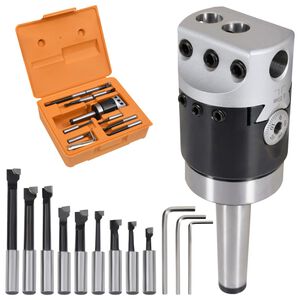 vidaXL Set unelte de alezat, 15 piese, cap de alezat 50 mm, F1-12 MT2-M10