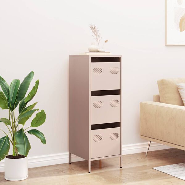 vidaXL Dulap &icirc;nalt, roz, 39x35x103,5 cm, oțel