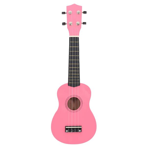 vidaXL Set ukulele Soprano pentru copii, cu husă, roz, 23"