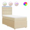 vidaXL Pat box spring cu saltea, crem, 90x190 cm, textil