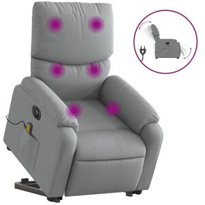 vidaXL Fotoliu electric masaj rabatabil cu ridicare, gri &icirc;nchis textil