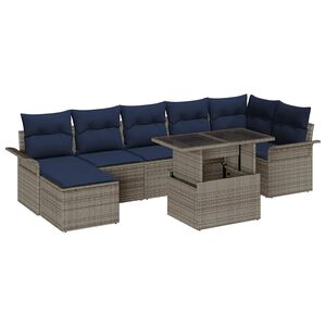 vidaXL Set de canapele pentru grădină cu pernă 8 pcs Gri Poli Rattan