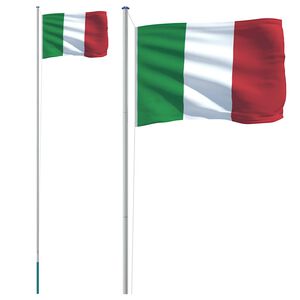 vidaXL Steag Italia și st&acirc;lp din aluminiu, 6,08 m