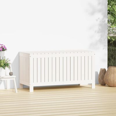 vidaXL Cutie de depozitare grădină, alb, 115x49x60 cm, lemn masiv pin