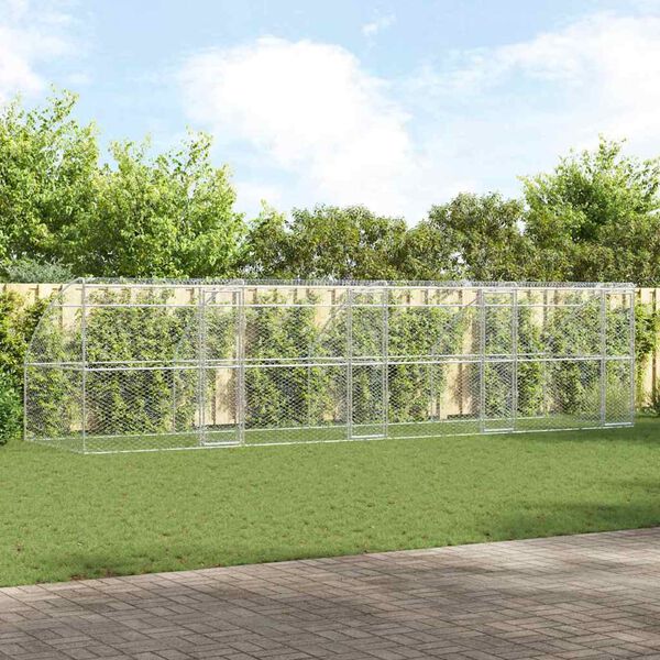 vidaXL Cușcă pentru c&acirc;ini 4 pcs Argintiu 8 x 2 x 2 m Oțel galvanizat