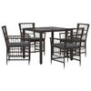 vidaXL Set dining pentru exterior 5 buc. Negru poliratan