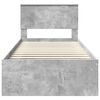 vidaXL Cadru de pat Gri Concret 90 x 190 cm Lemn de pin masiv