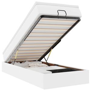 vidaXL Cadru de pat otoman cu saltea alb 100x200cm piele artificială