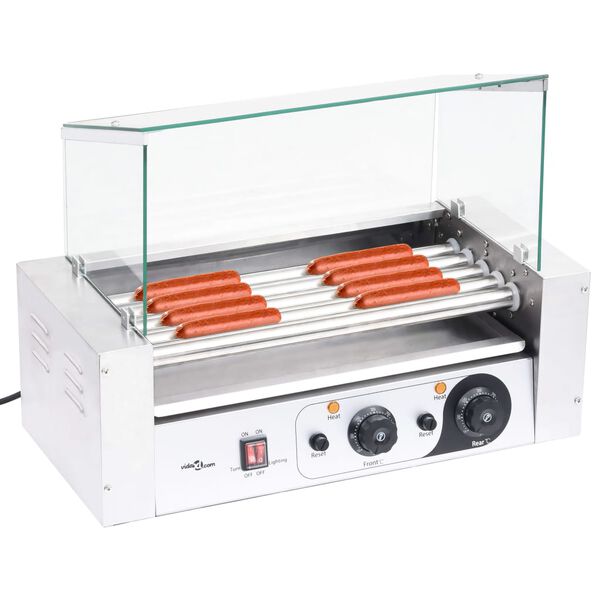 vidaXL Aparat hot-dog 5 role cu capac din sticlă 1000 W
