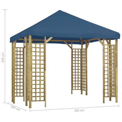 vidaXL Pavilion, albastru, 3 x 3 m (310032+47708)