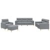 vidaXL Set de canapele cu perne, 4 piese, gri deschis, material textil