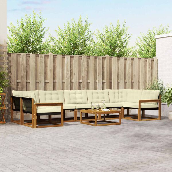 vidaXL Set de canapele de exterior cu pernă 8 pcs Natural și Crem