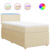vidaXL Pat box spring cu saltea, crem, 100x200 cm, textil