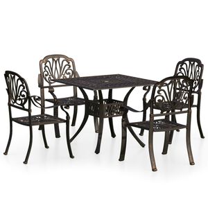 vidaXL Set mobilier bistro, 5 piese, bronz, aluminiu turnat