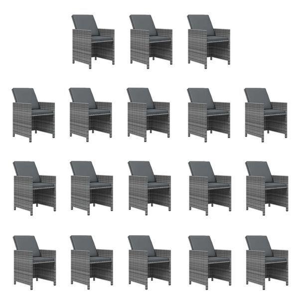 vidaXL Set mobilier de grădină cu perne, 15 piese, gri, poliratan