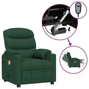 vidaXL Fotoliu de masaj electric, verde &icirc;nchis, material textil