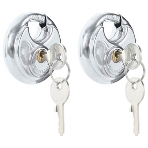 vidaXL Lacăte disc cu chei 2 buc. Argintiu 6 x 2.3 x 6 cm