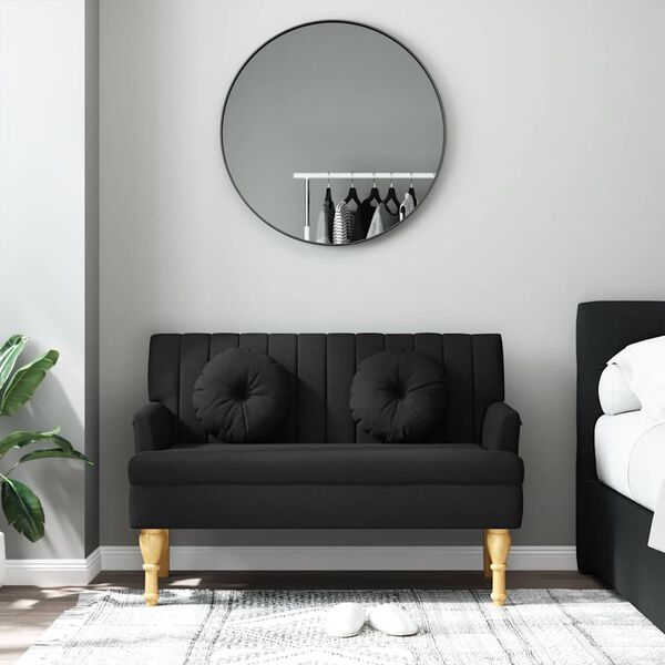 vidaXL Banchetă cu perne, negru, 113x64,5x75,5 cm, textil