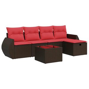 vidaXL Set canapele de grădină cu perne, 6 piese, maro, poliratan
