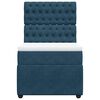 vidaXL Pat box spring cu saltea, albastru &icirc;nchis, 90x190 cm, catifea