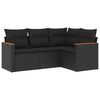vidaXL Set mobilier de grădină cu perne, 4 piese, negru, poliratan