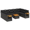 vidaXL Set canapele de grădină cu perne, 10 piese, negru, poliratan