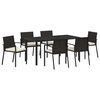 vidaXL Set de masă pentru grădină 7 pcs Negru