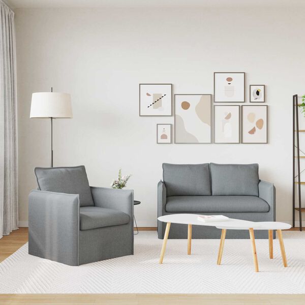 vidaXL Set de canapea 2 pcs Gri deschis 136 x 82 x 85 cm țesătură