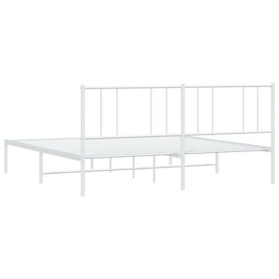 vidaXL Cadru de pat metalic cu tăblie, alb, 200x200 cm