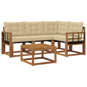 vidaXL Set de canapele de exterior 5 buc. 4-Locuri Natural și Bej