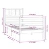 vidaXL Cadru de pat mic single, alb, 75x190 cm, lemn masiv