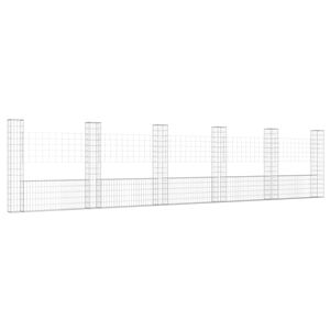 vidaXL Coș gabion în formă de U cu 6 stâlpi, 620x20x150 cm, fier