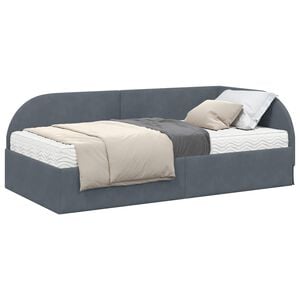 vidaXL Cadru de pat colțar cu saltea 2 buc. Gri &icirc;nchis 80 x 200 cm