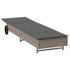 vidaXL Șezlong cu roți și pernă, gri, poliratan