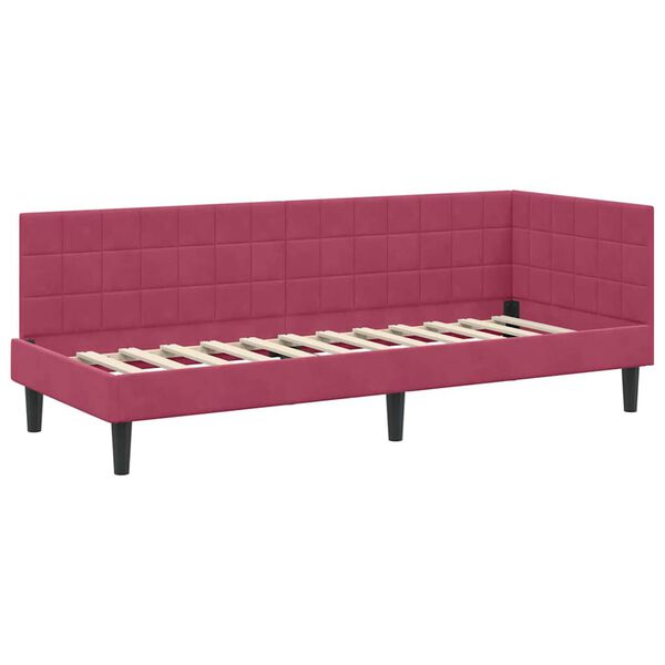 vidaXL Cadru de pat colțar cu headboard bordo 80 x 200 cm Catifea