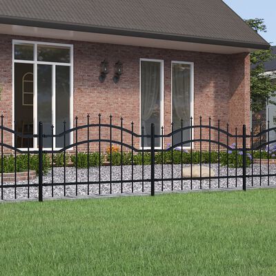 vidaXL Gard grădină cu vârfuri negru 115 cm oțel vopsit electrostatic