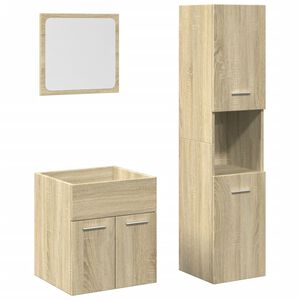 vidaXL Set mobilier de baie, 3 piese, stejar sonoma, lemn prelucrat