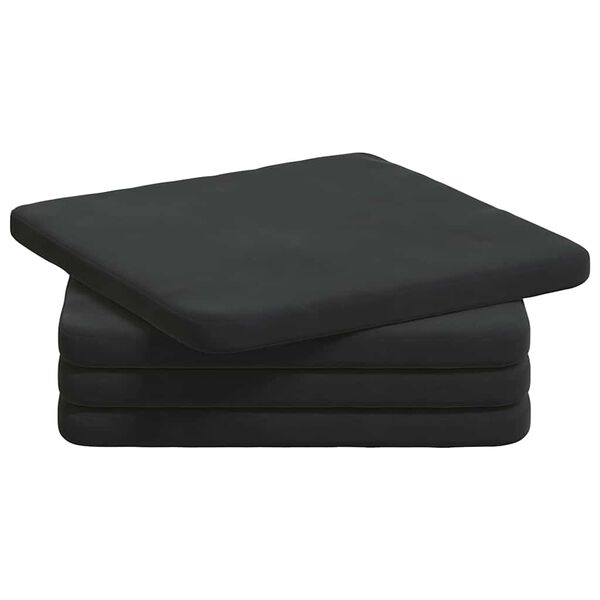 vidaXL Perne de Șezut 4 pcs Negru 40 x 40 x 3 cm Catifea