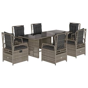 vidaXL Set mobilier de grădină cu perne, 7 piese, gri, poliratan