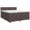 vidaXL Pat boxspring cu saltea Maro &icirc;nchis 200 x 200 cm Țesătură
