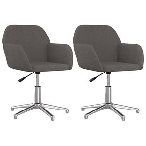 vidaXL Scaune de bucătărie pivotante, 2 buc., gri &icirc;nchis, textil