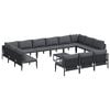 vidaXL Set de canapele pentru grădină cu pernă 14 pcs Negru Oțel