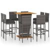vidaXL Set mobilier bar de grădină cu perne, 9 piese, gri, poliratan