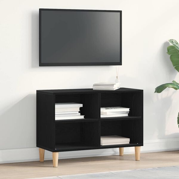 vidaXL Cabinet TV Stejar Negru 69,5 x 30 x 50 cm Lemn compozit