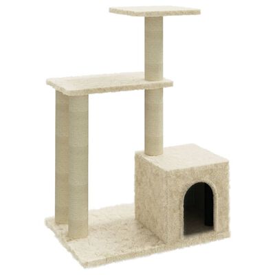 vidaXL Ansamblu pisici cu stâlpi din funie de sisal, crem, 71 cm