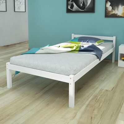 vidaXL Cadru de pat, alb, 90 x 200 cm, lemn de pin masiv