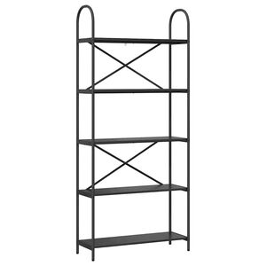 vidaXL Raft pentru cărți Stejar Negru 80 x 30 x 183 cm Lemn compozit