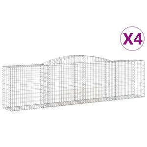 vidaXL Coșuri gabion arcuite 4 buc, 400x50x100/120 cm fier galvanizat